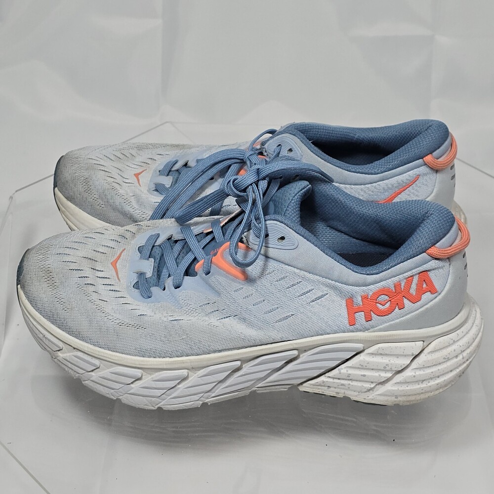 Hoka One One Gaviota 4 Blue Fog Gray Running Shoes Women 8.5 B Sneakers
